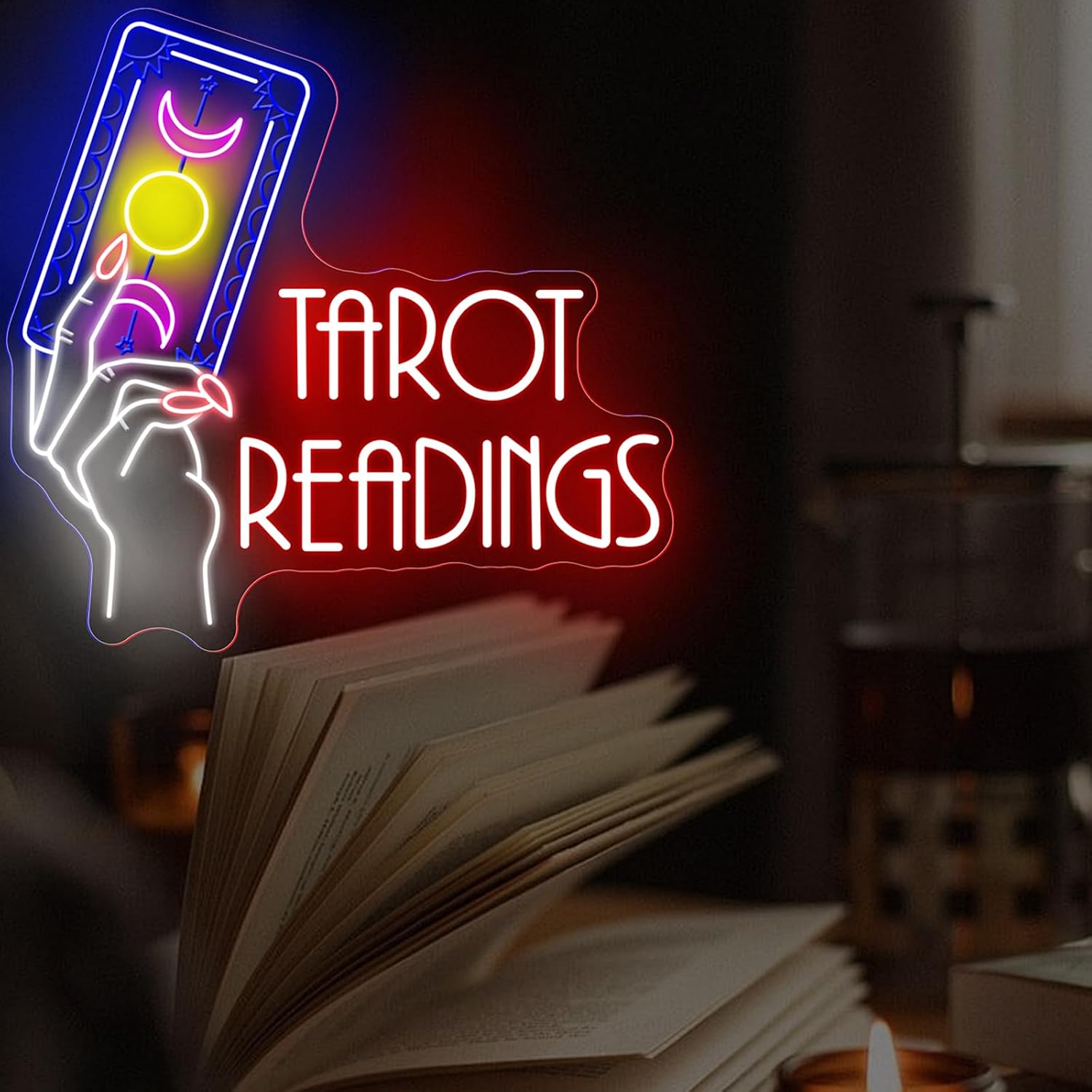 Tarot Card Readings Neon Sign for Psychic Shop Fortune Teller Wall Decor image 3