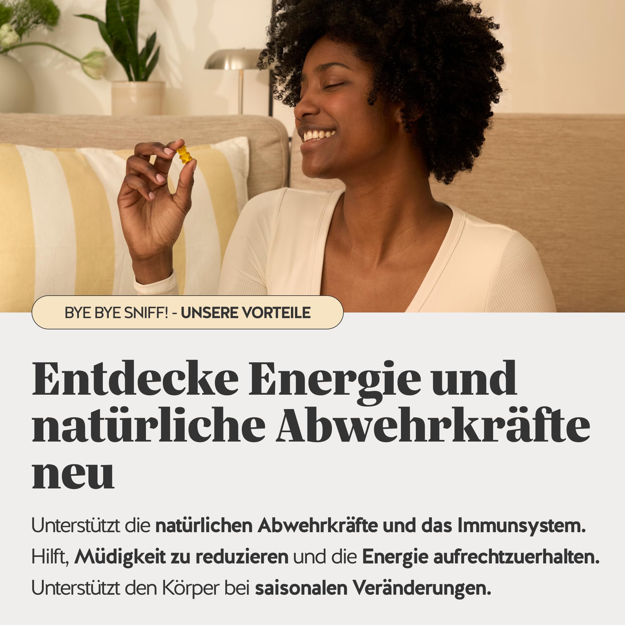 Bears with Benefits - Gummibärchen Quercetin - Immunsystem - 90 Stück | Bye Bye Sniff Relief – Quercetin und Bromelain, Vitamin C, Zink - Vorrat für 3 Monate - Zuckerfrei, Vegan