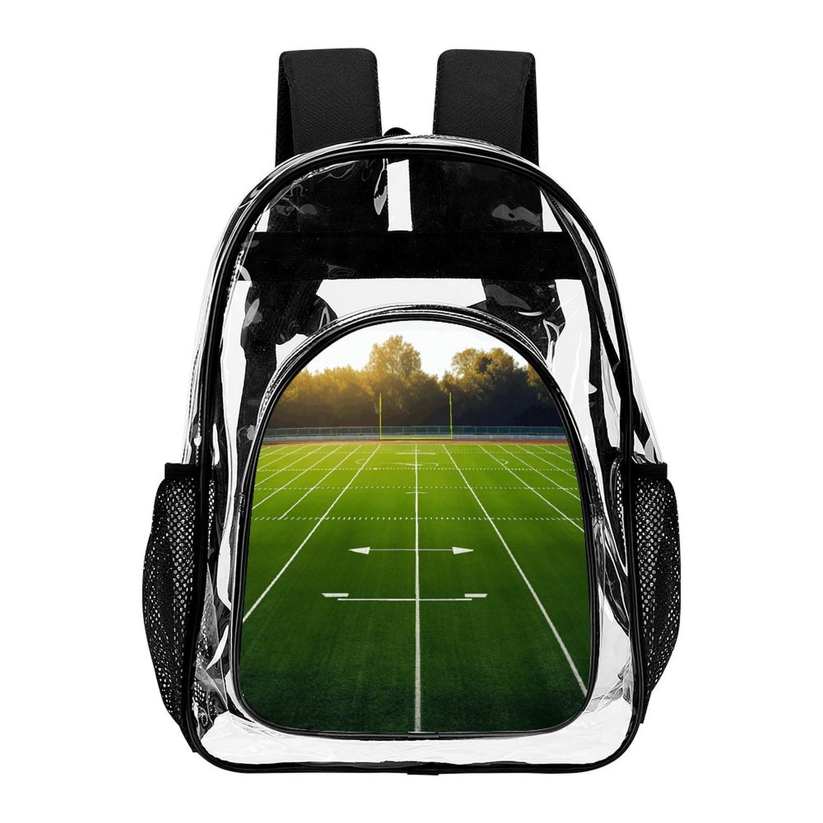 Campo sportivo in verde trasparente zaino grande, zaino trasparente in PVC trasparente per sicurezza, lavoro, viaggi, stadio