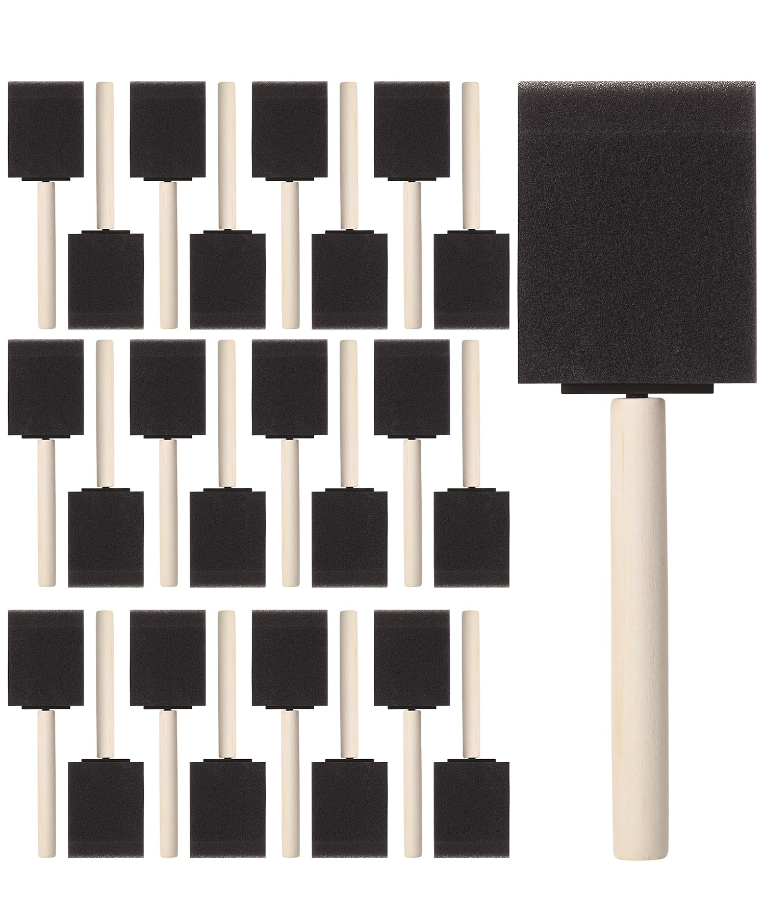 Bates- Foam Paint Brushes 2 Inch, 25 Pack, Black 2 Inch Foam Brushes for Painting with Lightweight Wooden Handles