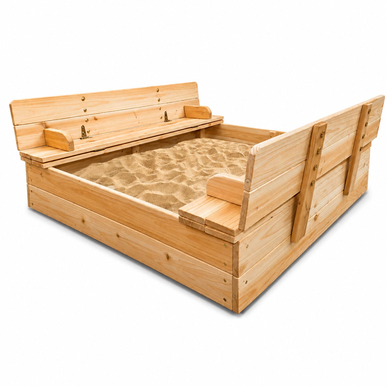 Neo Wooden Kids Sandbox Sandpit Folding Bench Seats Cover Outdoor Lid