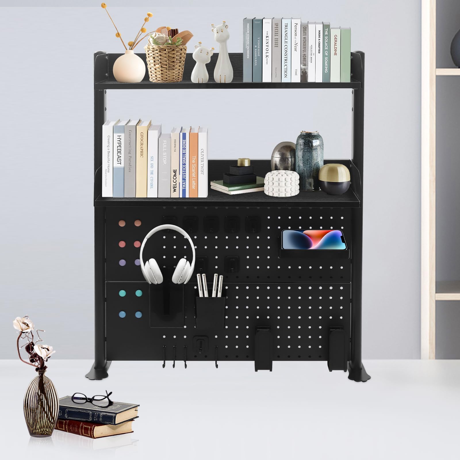 Libreria da scrivania a 2 livelli, per computer desktop, organizer da scrivania, per libri in studio, dormitori, cucine, camere da letto, soggiorno e uffici