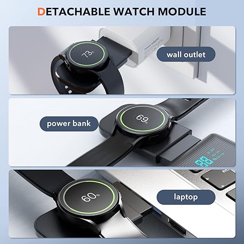 Miniatura 3 de LK Estación de carga inalámbrica para Samsung 3 en 1 cargador inalámbrico para Galaxy Watch 55 Pro43Active 21 compatible con Samsung S22 Ultra S21