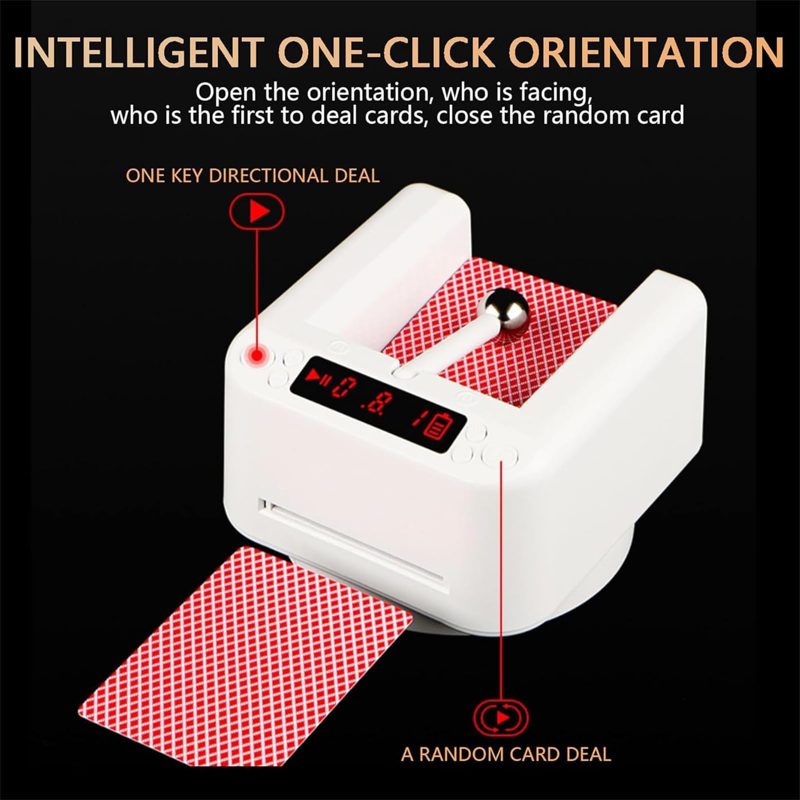 Macchina automatica per il commerciante di carte, Shuffler rotante a 360° con display a LED, 3 modalità di gioco, offre fino a 2 mazzi, ideale per 2-8 giocatori per giochi di carte domestici
