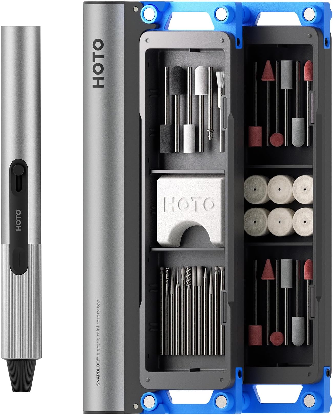 - SNAPBLOQ R-A04 Mini Rotary Tool Kit, Cordless or Corded, Brushless Precision Engraving Pen, 22000RPM Variable Speed, 38 Accessories for 3D Printer Sanding, Polishing, Drilling, Carving DIY Craft