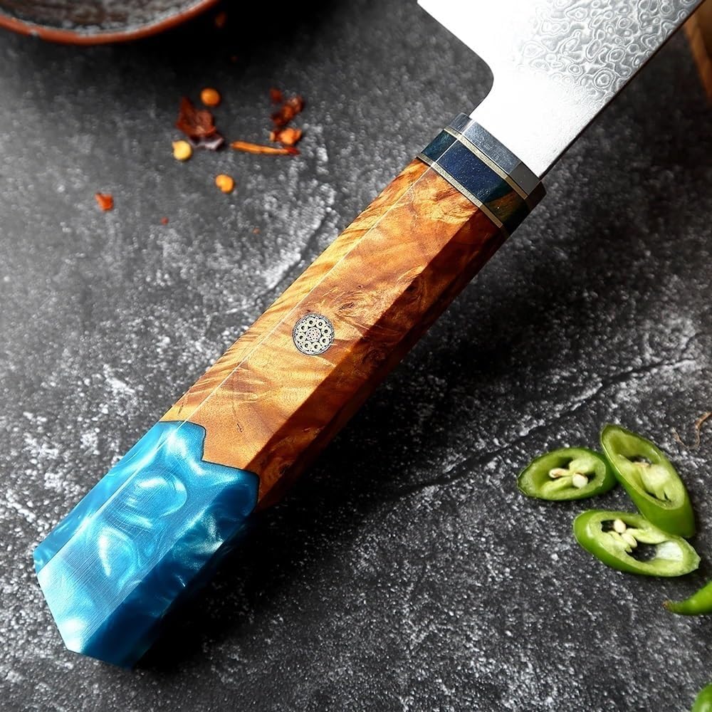 MAYIT Chef Knife, 8 Inch Damascus Cleaver Knife, Meat Cleaver, Butcher Knife For Meat Cutting Handmade Full Tang Cleaver For Meat Vegetables Cutting, MAYiT4889