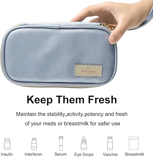 Miniatura 6 de Maletín portátil de viaje con bolsas de hielo de 4 x 3.53 oz para 8-12 horas de enfriamiento, medicamentos diabéticos y bolsa aislada de leche