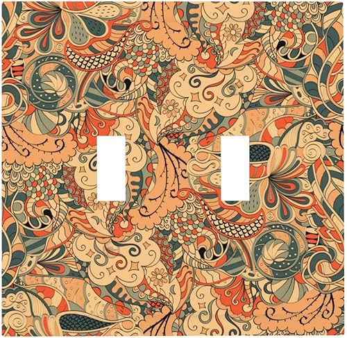 Miniatura 12 de Cubiertas de Interruptor de Luz de Palanca Simple con Diseño Abstracto de Sol Amanecer Retro, Placa Decorativa Arcoíris Atardecer de 1 Gang, Placa