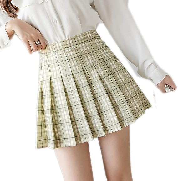 Amazon 夏の女性のスカート21新しい韓国のハイウエスト格子縞のミニスカート女性の女子高生ジッパー付きのセクシーなかわいいプリーツスカート スカート 通販