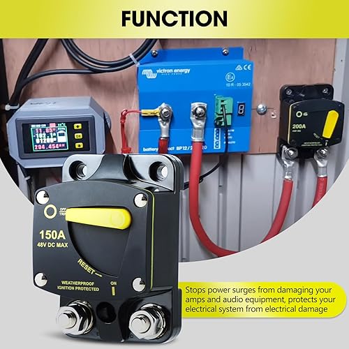 Miniatura 7 de Erayco Disyuntor de 300 A, reinicio manual, CC de 12 a 48 V, alto amperaje para audio de automóvil, RV, barco, camión, motores de arrastre, audio