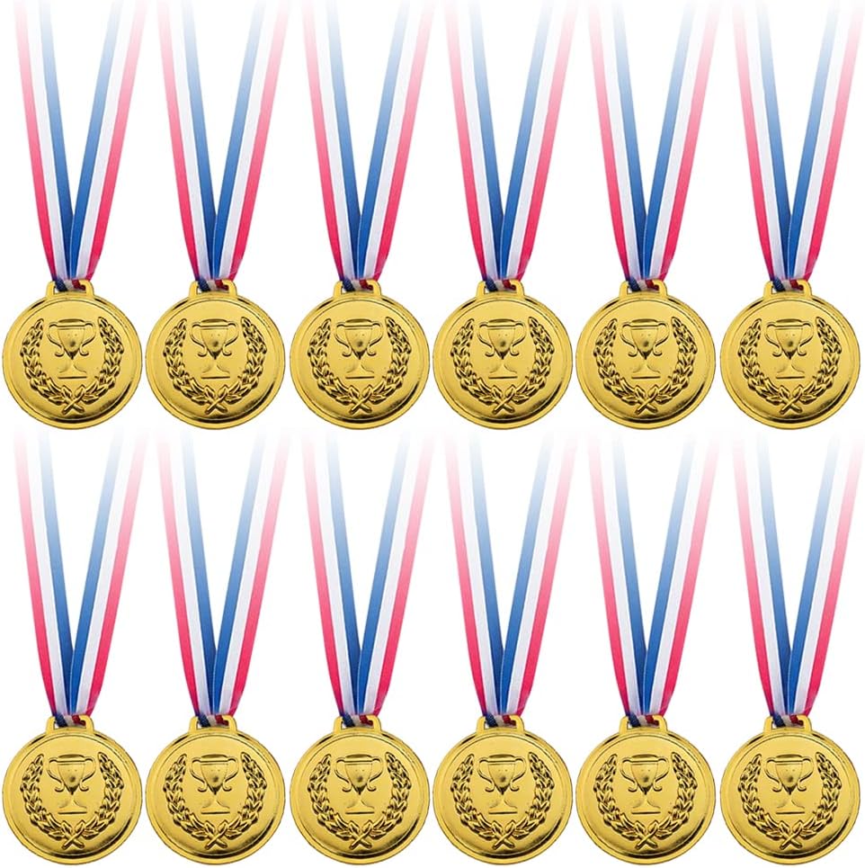 CJBIN Medals for Children, 12 Pcs Sports Day Medals, Plastic Medals for