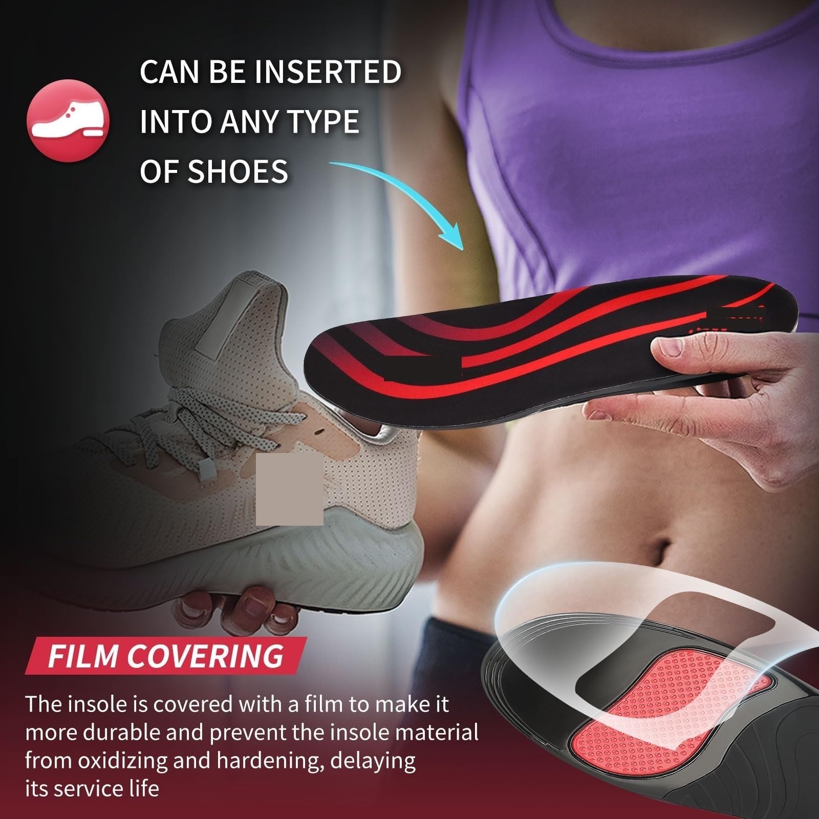 Plantilla ortopédica for soporte de arco resistente | Distribuye la presión Botas de trabajo con plantilla for correr atléticas(M 41-43(280mm))