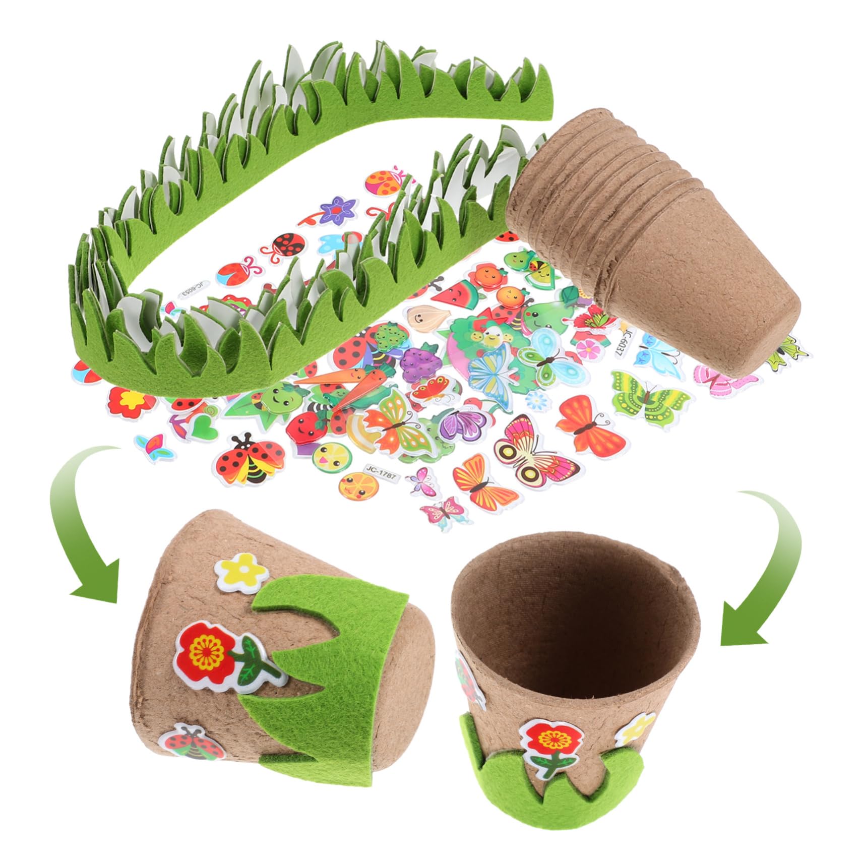 Abaodam 4sätze Pflanzbecher Mit Aufklebern Bastelset Für Gartenpflanzen Kreative Pulp-töpfe Für Anzucht Von Blumen Und Pflanzen Einfach Zu Und Inspirierend Für Hobbygärtner