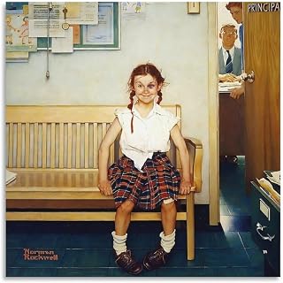 Norman Rockwells Poster Olde Time Mercantile Girl with Black Eye 1953 Canvas Painting Poster Wall Art Decorative Picture Prints Modern Decor Framed-unframed 16x16inch(40x40cm)