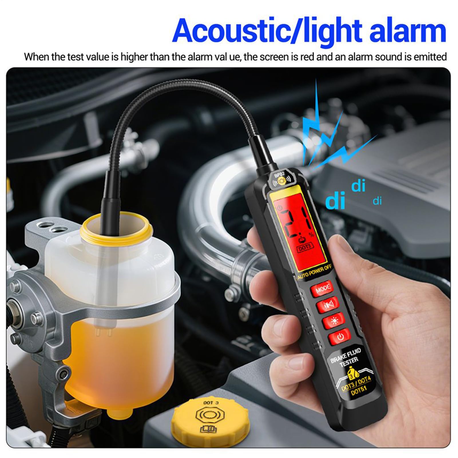 Testeur d'humidité de Liquide de Frein | Haute Précision 500mAh Analyseur d'Humidité d'Huile Détecteur de Liquide de Frein - Outil de Vérification de Diagnostic Automobile | pour Entretien