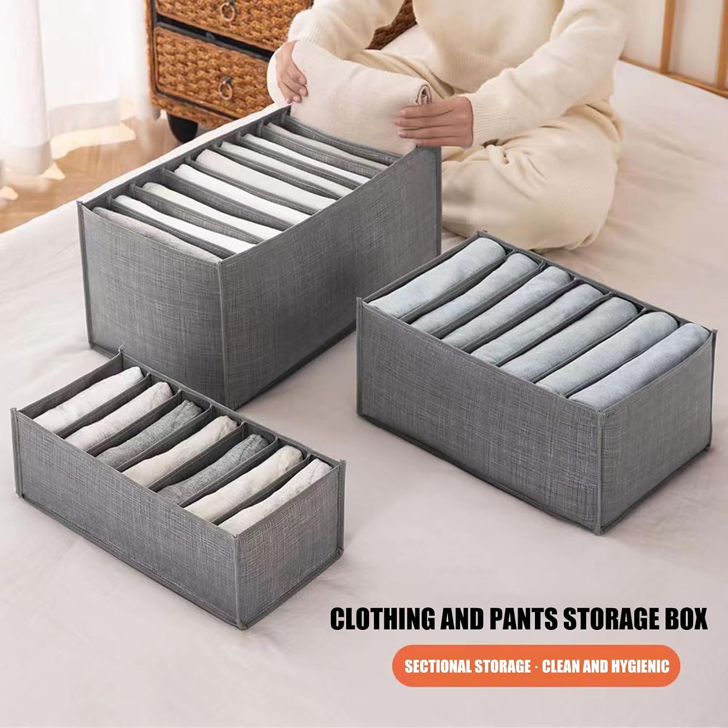 4 Pack Foldable Silver Net Storage Boxes with 9 Sections for Clothes and Accessories Stylish Home Storage Boxes