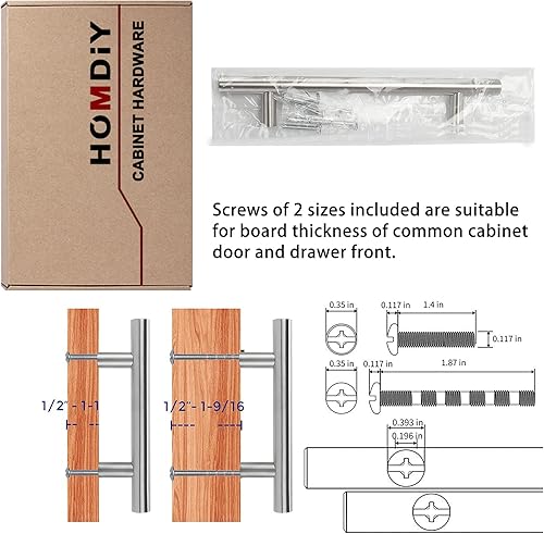 Miniatura 4 de homdiy - Tiradores de níquel cepillado para gabinetes, herraje para cajones y puertas de alacenas de cocina, paquete de 10 tiradores, 3 in de