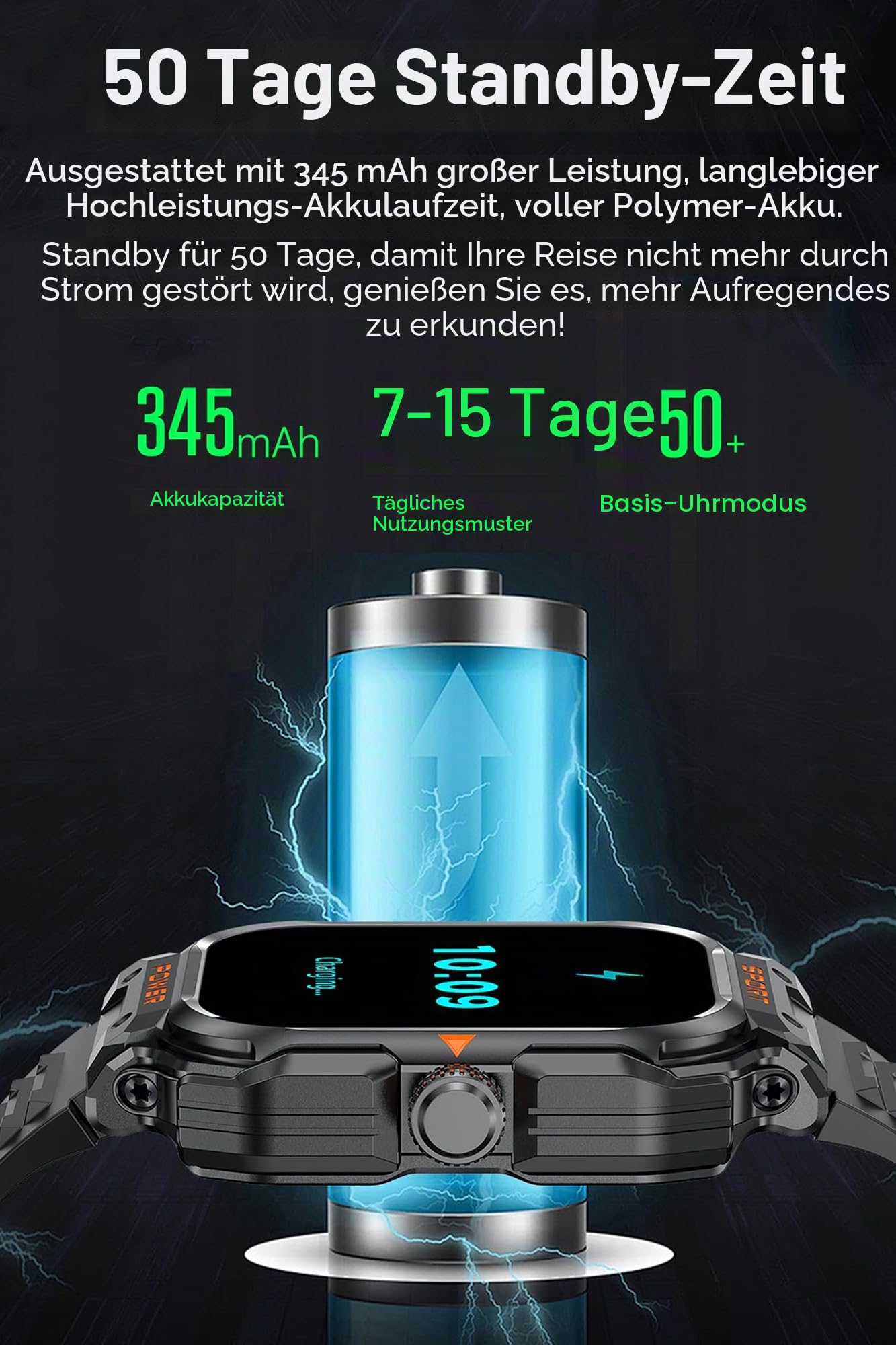 Herren Smartwatch mit Kopfhörer Bluetooth in Ear Laufuhr Schrittzähler Uhr Fitness Tracker Militär Sportuhren Pulsuhr Fitnessuhr Blutdruck Telefonfunktion Schlafmonitor TWS Headset