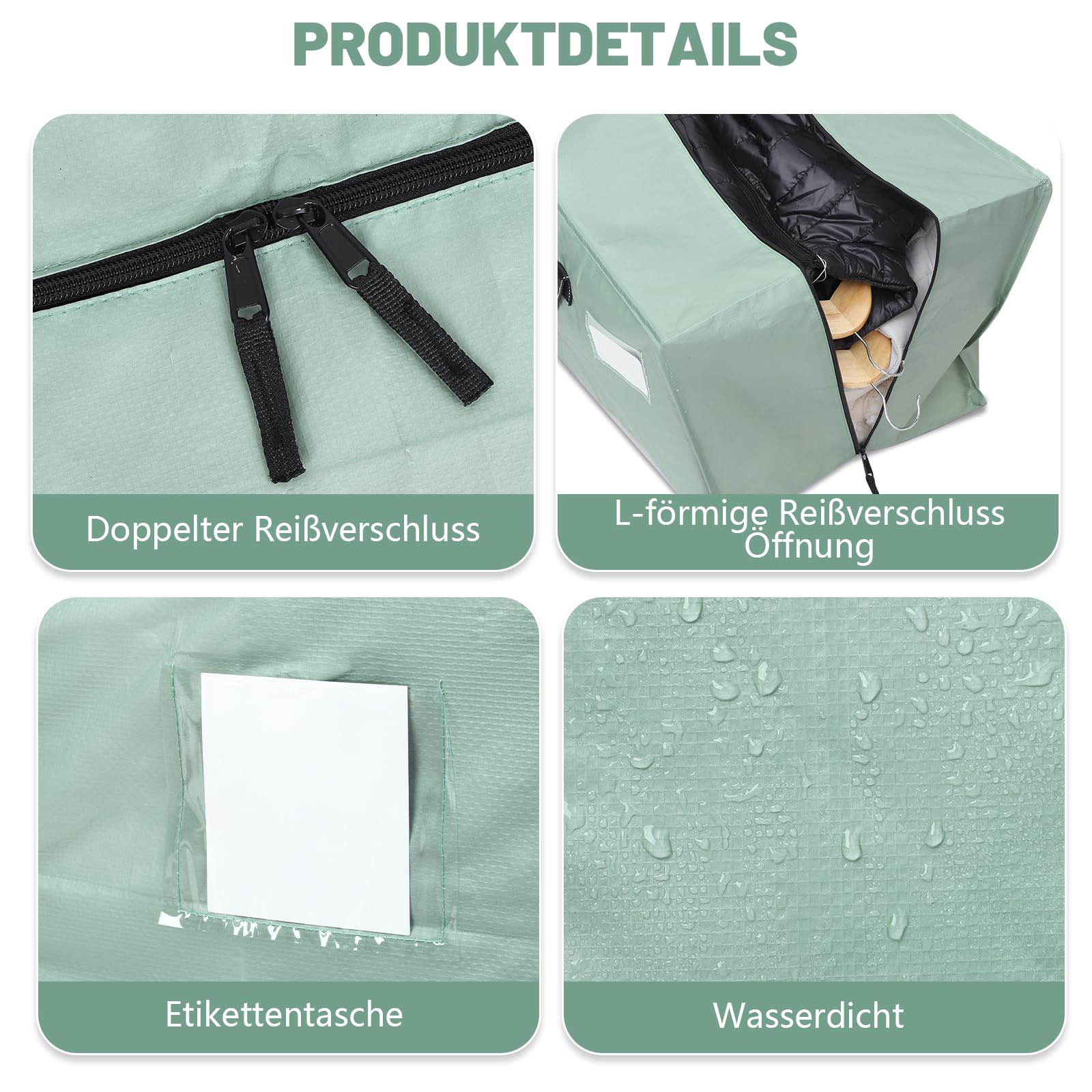 Dntorx Lot de 8 sacs de rangement de 120 l, sacs de déménagement robustes, imperméables, grands cartons de déménagement avec fermeture éclair, pliables, pour déménagement, camping, rangement des