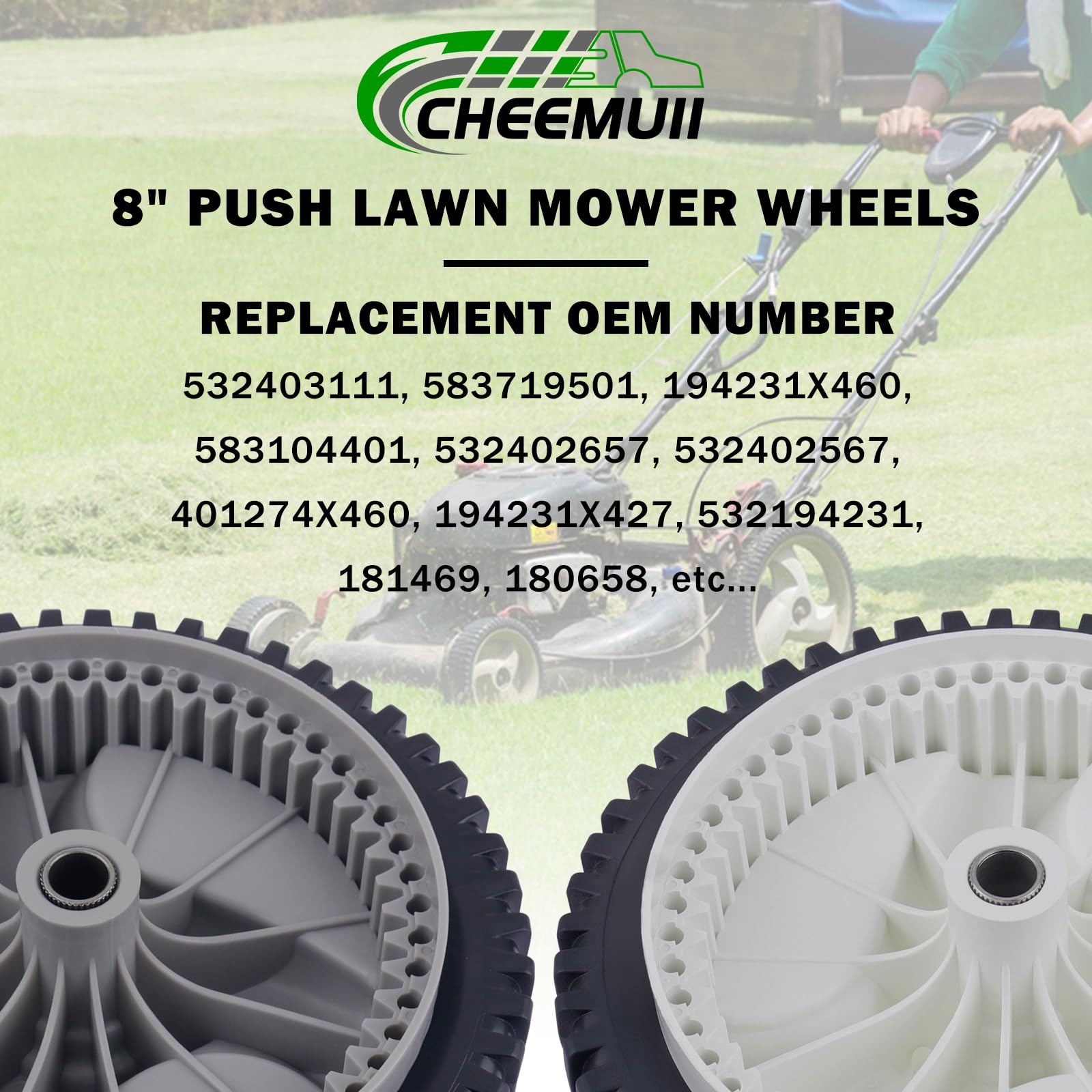 CheeMuii 583719501 - Ruedas para cortacésped, 2 unidades, 8 pulgadas, ruedas de transmisión delantera para cortacésped 532403111 194231x460 401274X460 532402657 para Oregon 72-344, etc
