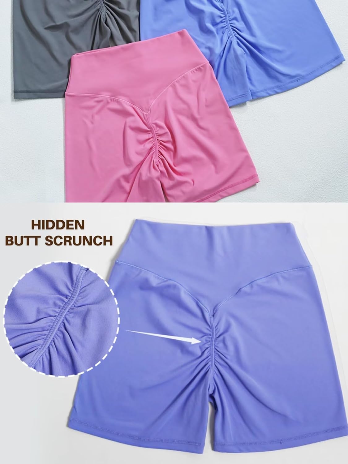 Sunzel Women's Invisible Butt Scrunch Shorts, High Waisted Biker Shorts, Gym Workout Yoga Running Shorts with Tummy Control