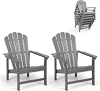 Vista 1 de Sillas Adirondack apilables, juego de 2, silla de fuego resistente al mal tiempo y de ahorro de espacio HDPE para césped, porche y terraza al aire