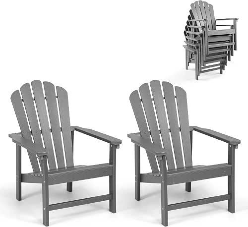 Oversized Stackable Adirondack Chair Set of 2, HDPE Fire Pit