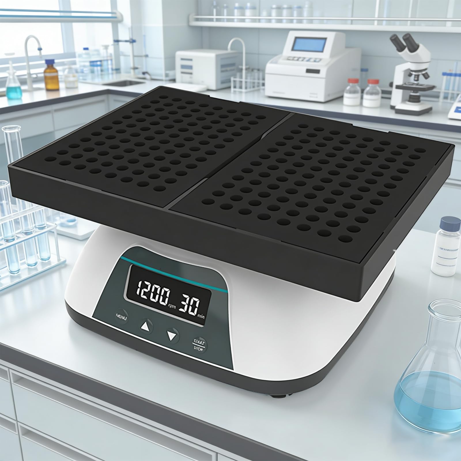 Oscilador de microplaca, agitador de placas de laboratorio, velocidad ajustable 100-1200 rpm, amplitud de giro horizontal de 4 mm, compatible con placas ELISA de 96 pocillos