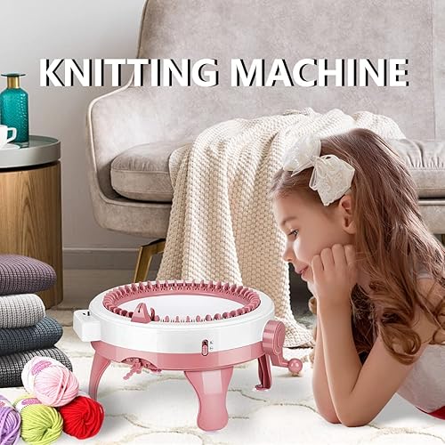 Miniatura 7 de Máquina de tejer Centro, máquina de telar de tejer de 48 agujas con contador de filas, kit de máquina de telar de doble punto giratorio