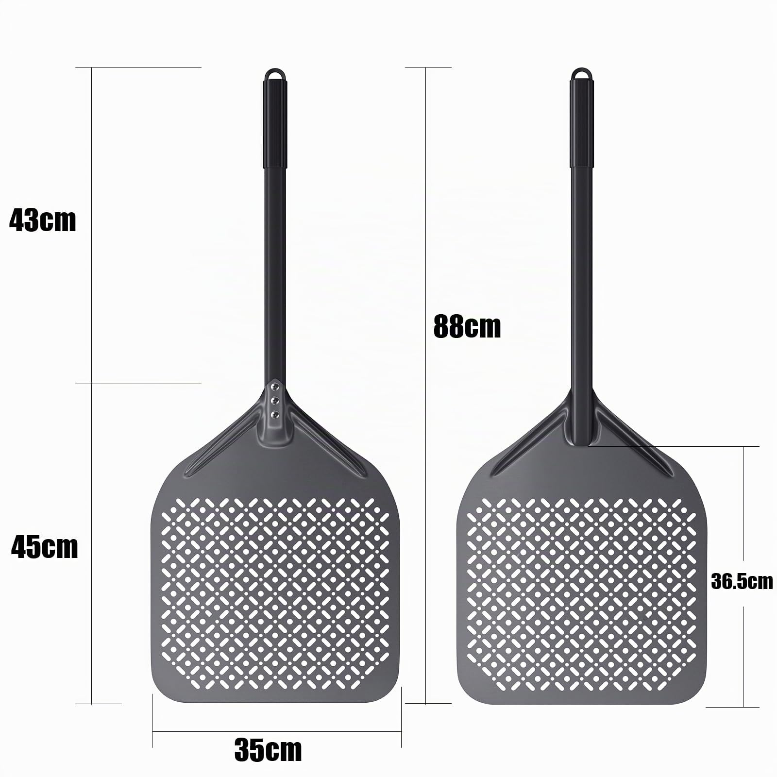 14 Zoll 35cm x 88cm Perforierter Pizzaschieber, Perforiert Pizzaschaufel aus Hart Eloxiertes Aluminium, Große Pizzaschaufel zum Backen von hausgemachter Pizza und Brot