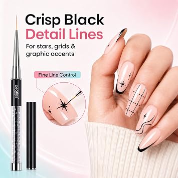 Beetles Gel Polish Nail Art Liner Brushes 5Pcs Painting Art Design Pen Set | Diamond Application Rhinestone Handle Dotting Drawing Sizes 5 7 9 11 20mm Nail Design Gift for Women