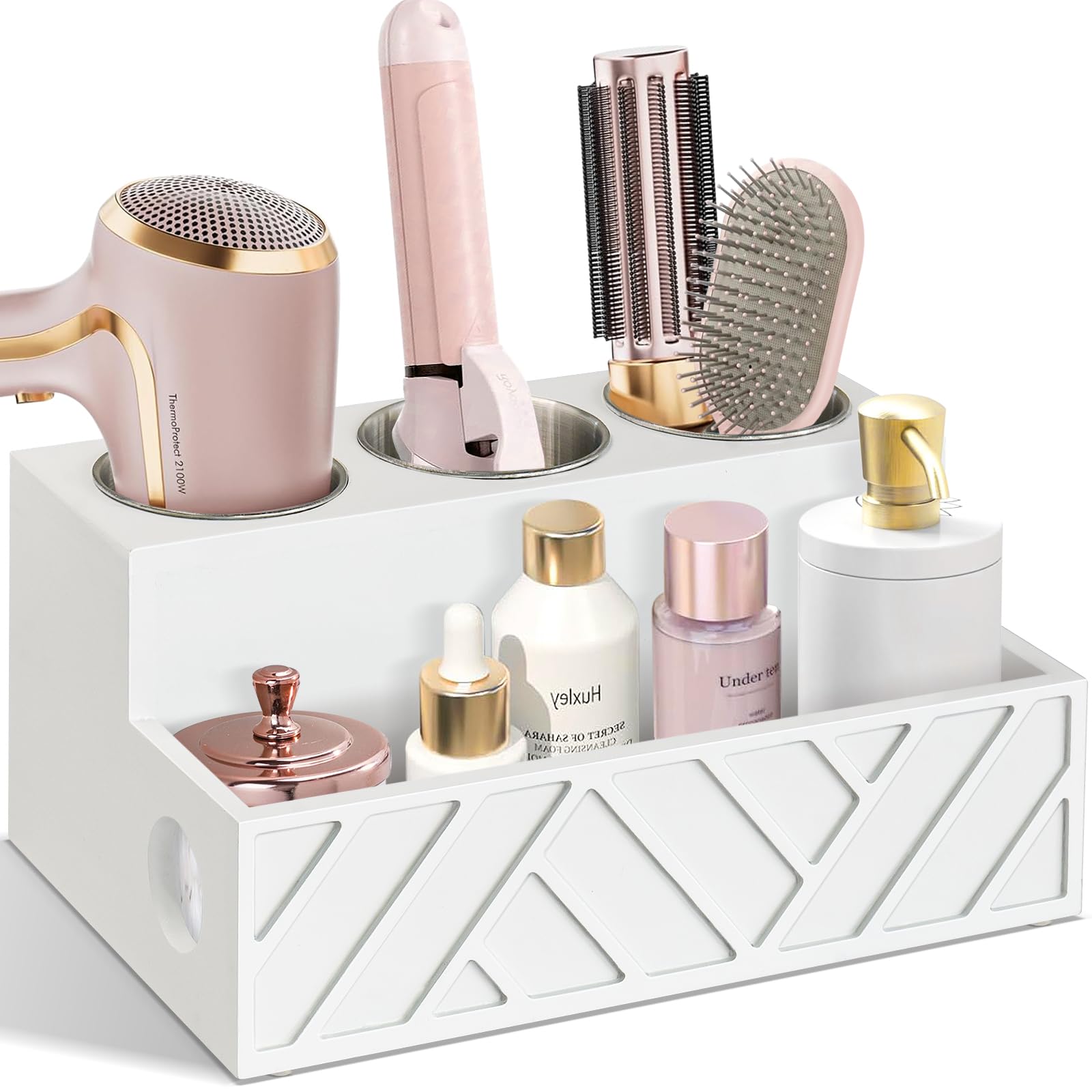 Hair Tool Organizer, Hair Dryer Holder Wall Mounted, Bathroom Countertop Organizer for Bathroom Accessories, Blow Dryer Organizer for Curling Iron, Hair Styling Tools, Vanity Organizer for Makeup