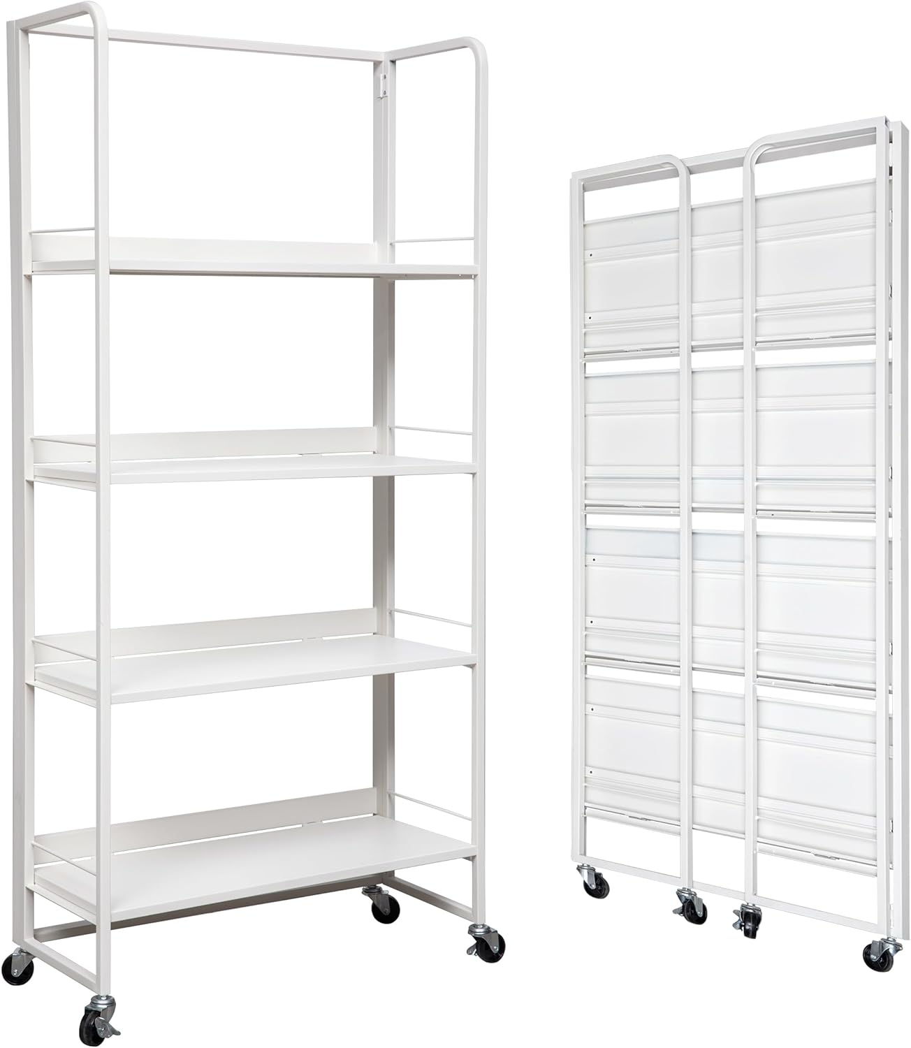 BIBKOK NoAssembly Folding Bookshelf Storage Rack Shelves