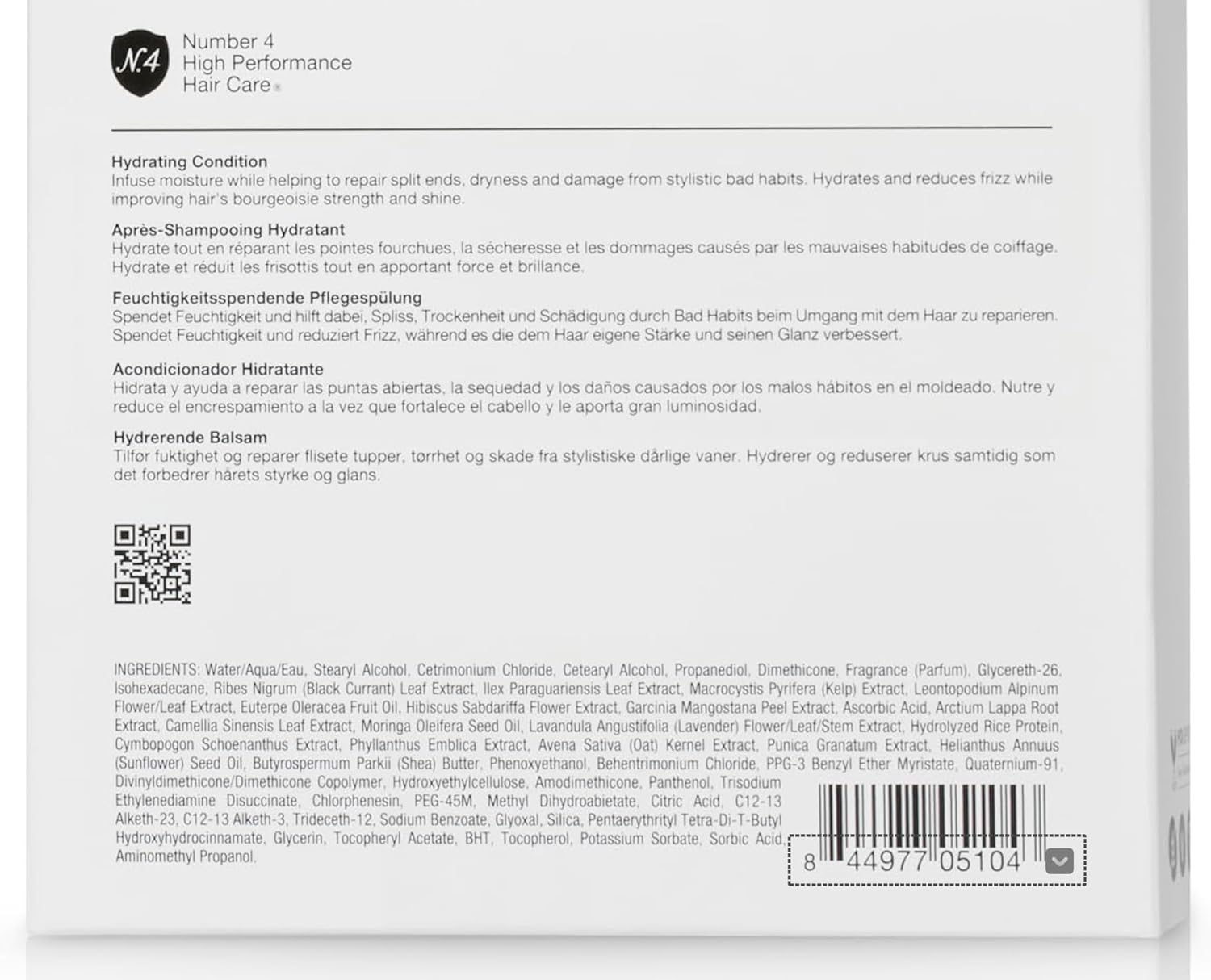 Number 4 Hydrating Hair Conditioner, Moisturizing Deep Conditioner for Dry, Damaged Hair, 8.5 oz