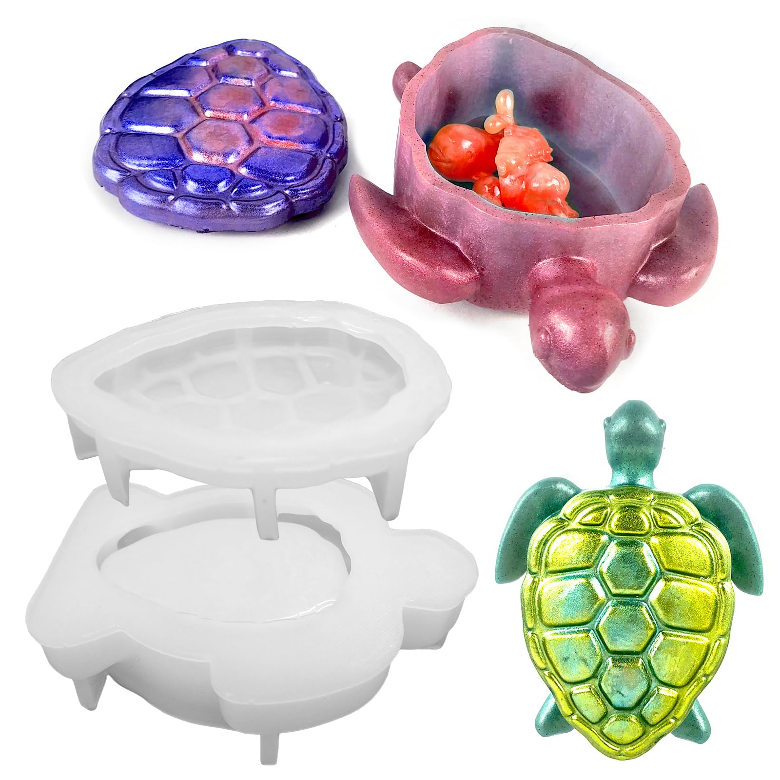 Sea Turtle Box Resin Mold with Lid, Creative Container Epoxy Resin Casting Mould, Sea Animal Silicone Storage Mold DIY Jewelry Holder Trinket Plate Resin Clay Craft Art Supplies Making Home Decor