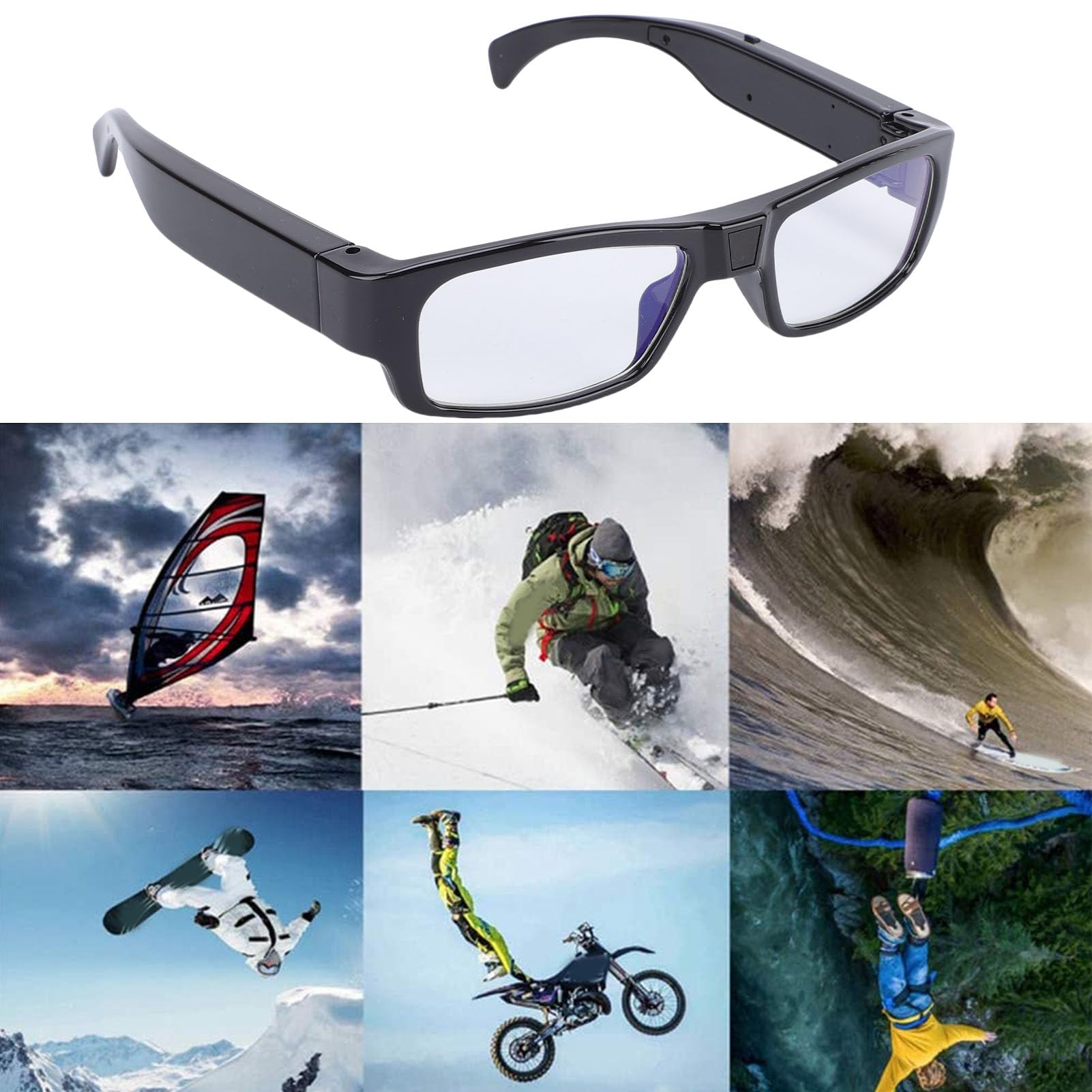 Gafas Con Cámara, Gafas Con Vídeo HD 1080P, Grabación Con Estabilizador, Gran Angular, Admite Hasta 128G, Glasses Portátiles Para Deportes Al Aire Libre