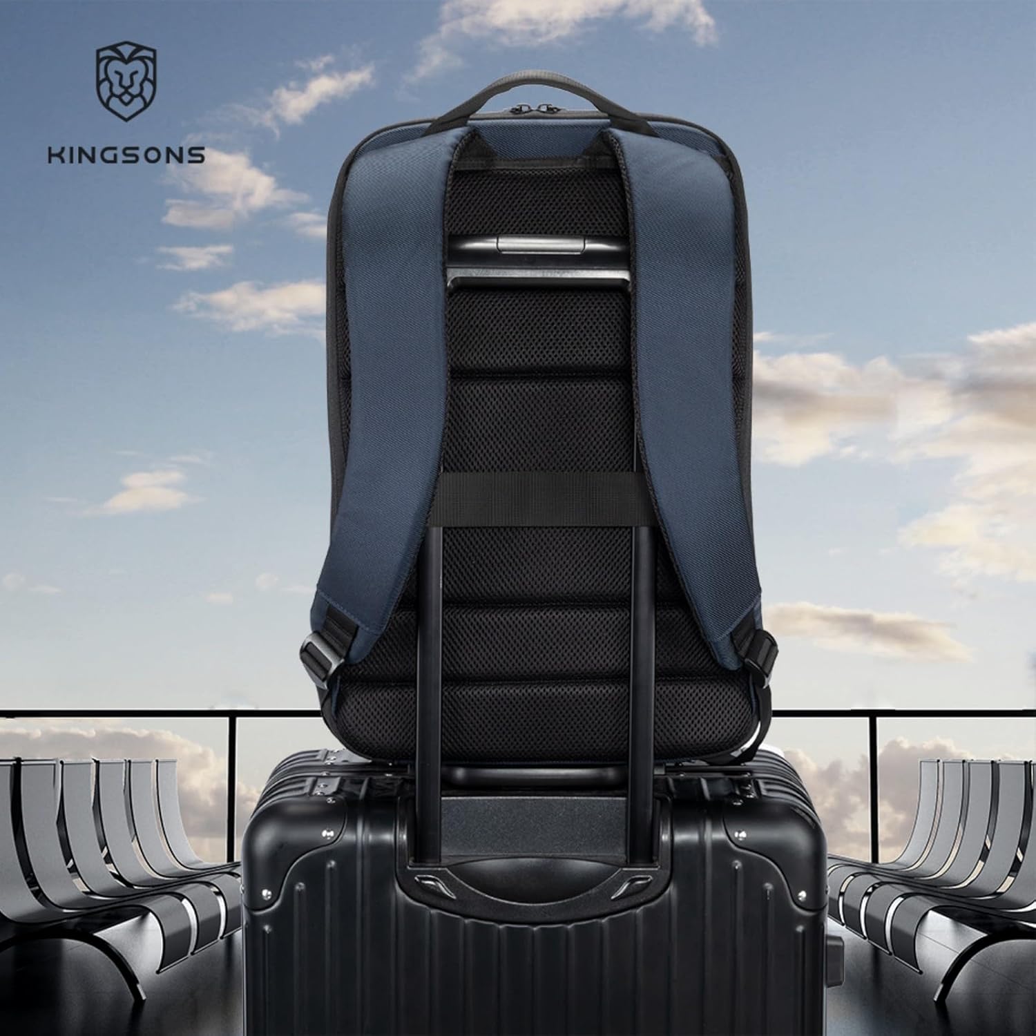 Kingsons 15.6 Inch Laptop Compartment Backpack for Men,Waterproof Slim Durable Business Backpack for Work，Travel (KS25054-Black-US-1) - Image 8