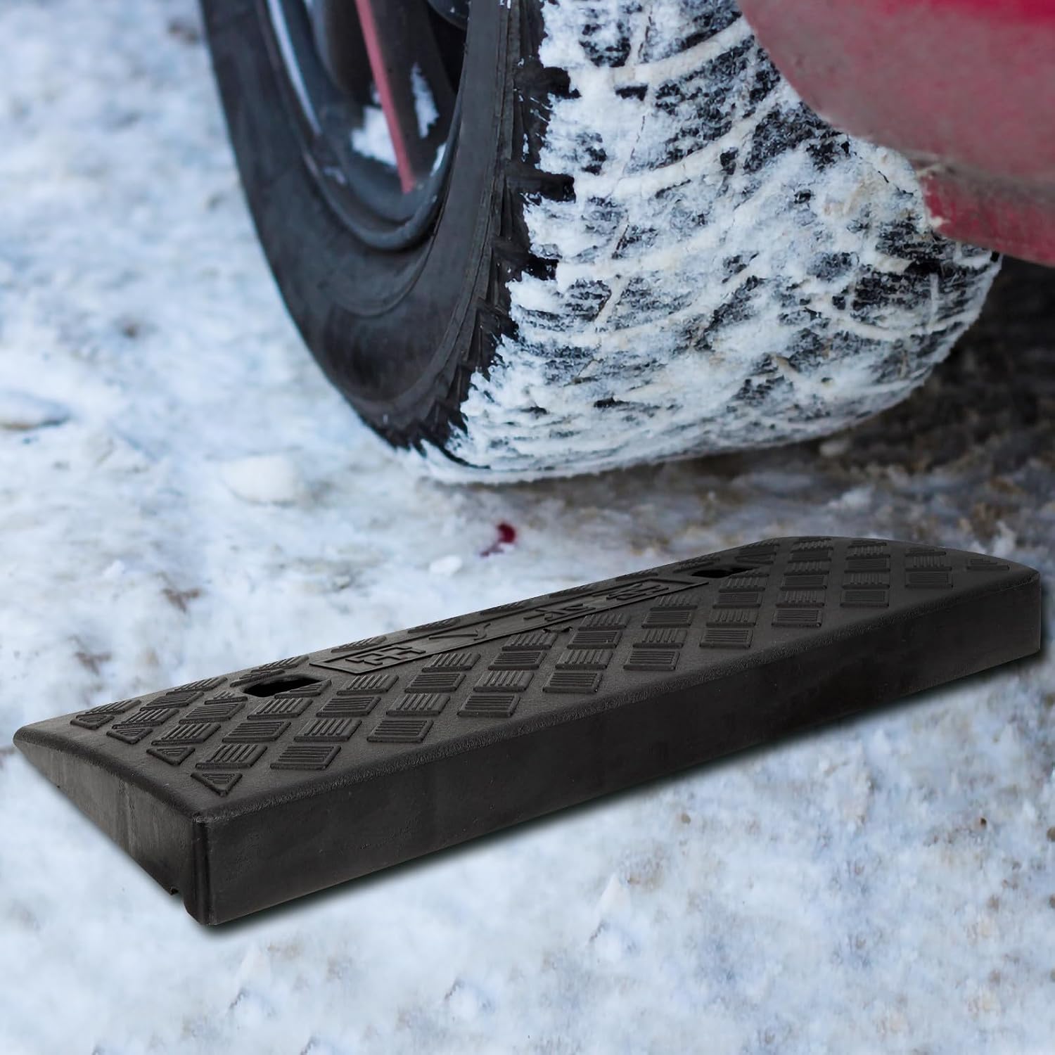 VALICLUD Portable Rubber Threshold Ramp Mat for Car Use with Abrasion Resistance and Safety Bolts, Outdoor Non-Slip Climbing Ramp Mat Suitable for Home and Vehicle Access