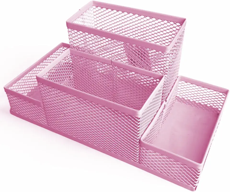 organizador de mesa porta lapis (Rosa, 4)