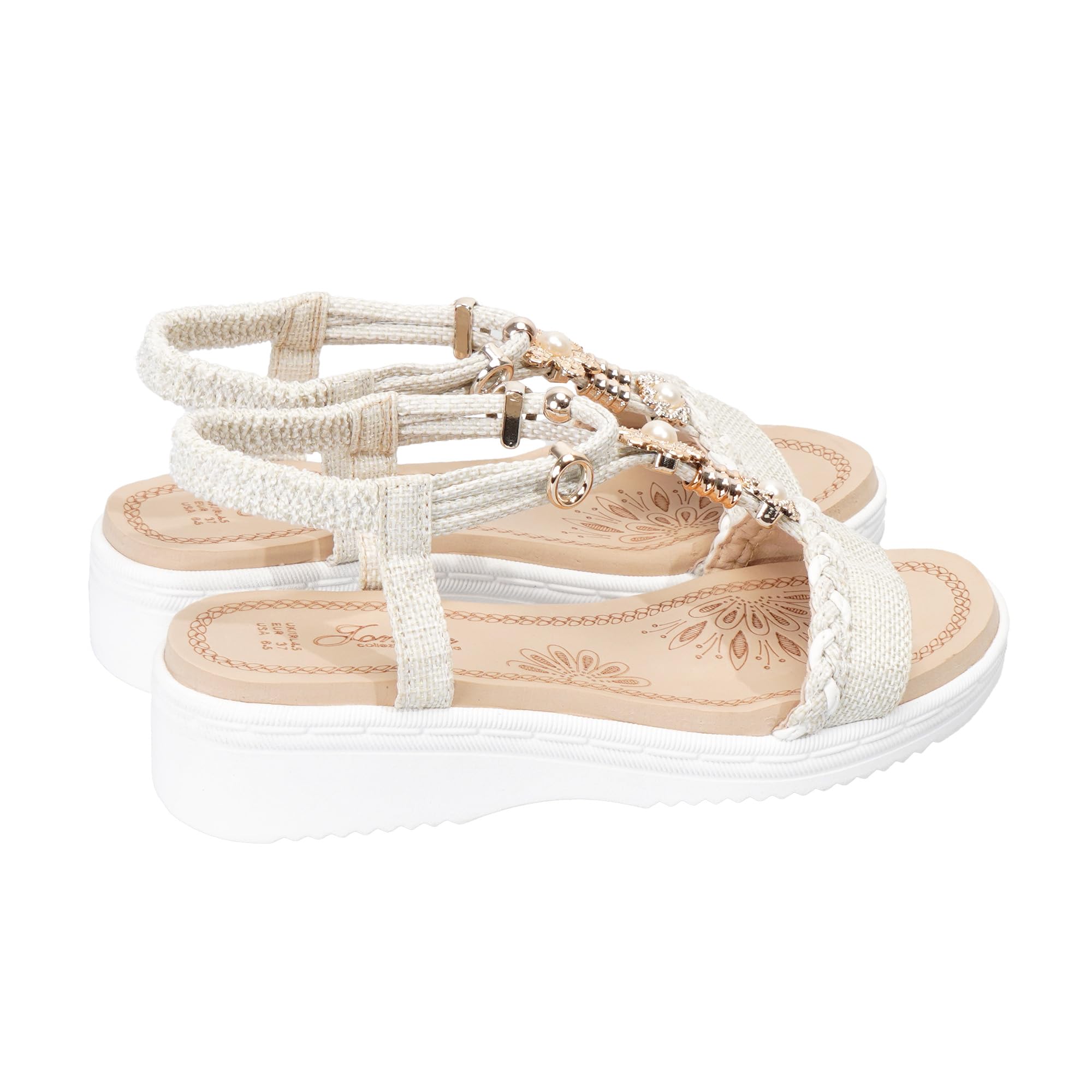 JOMIX Sandali Donna Estive Bohemien Comodi da Scarpa Casual Eleganti Open Toe Antiscivolo Ciabatte Mules Zeppa Plateau con Strass Traspiranti 36-41 EU