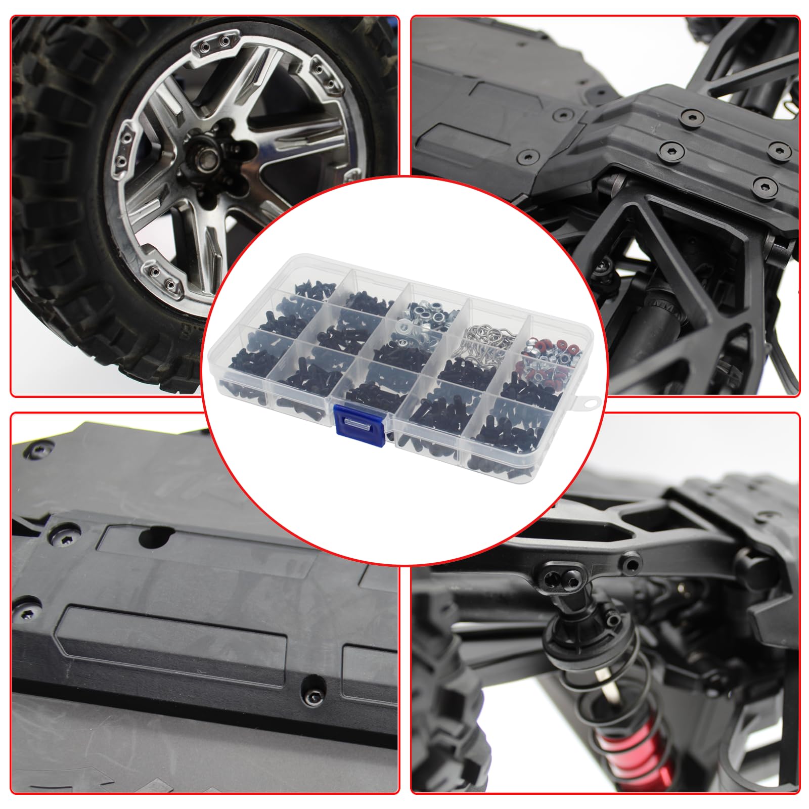 520pcs Universal RC Screw Kit Screws Assortment Set for Traxxas Arrma Redcat HPI Axial SCX10 Losi 1/8 1/10 1/12 1/16 Scale RC Cars Screws Set Trucks Crawler Parts