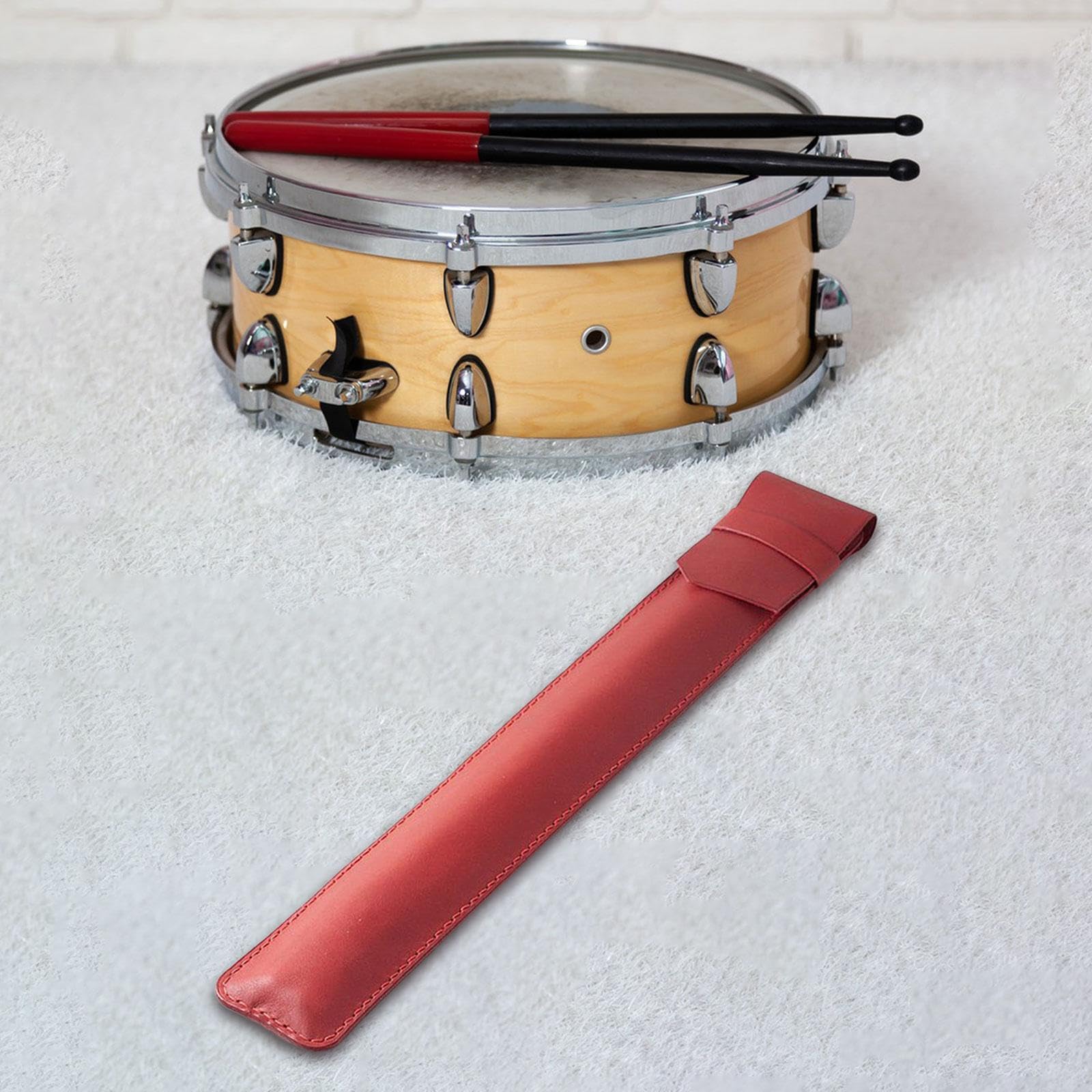 rockible Sac de rangement pour baguettes, étui en cuir pour baguettes, pochette pour baguettes, support pour activités, fête, Concert, joueurs pour enfants, Rouge