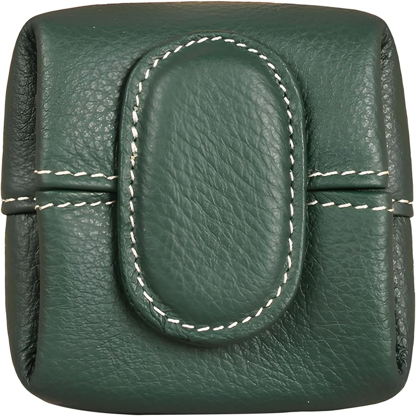 Leather Mini Coin Pouch, Solid Color Buckle Key Coin Storage Bag, Small Square Lychee Pattern Change Purse for Coins, Casual Pouch Wallet for Daily Use (Dark green)