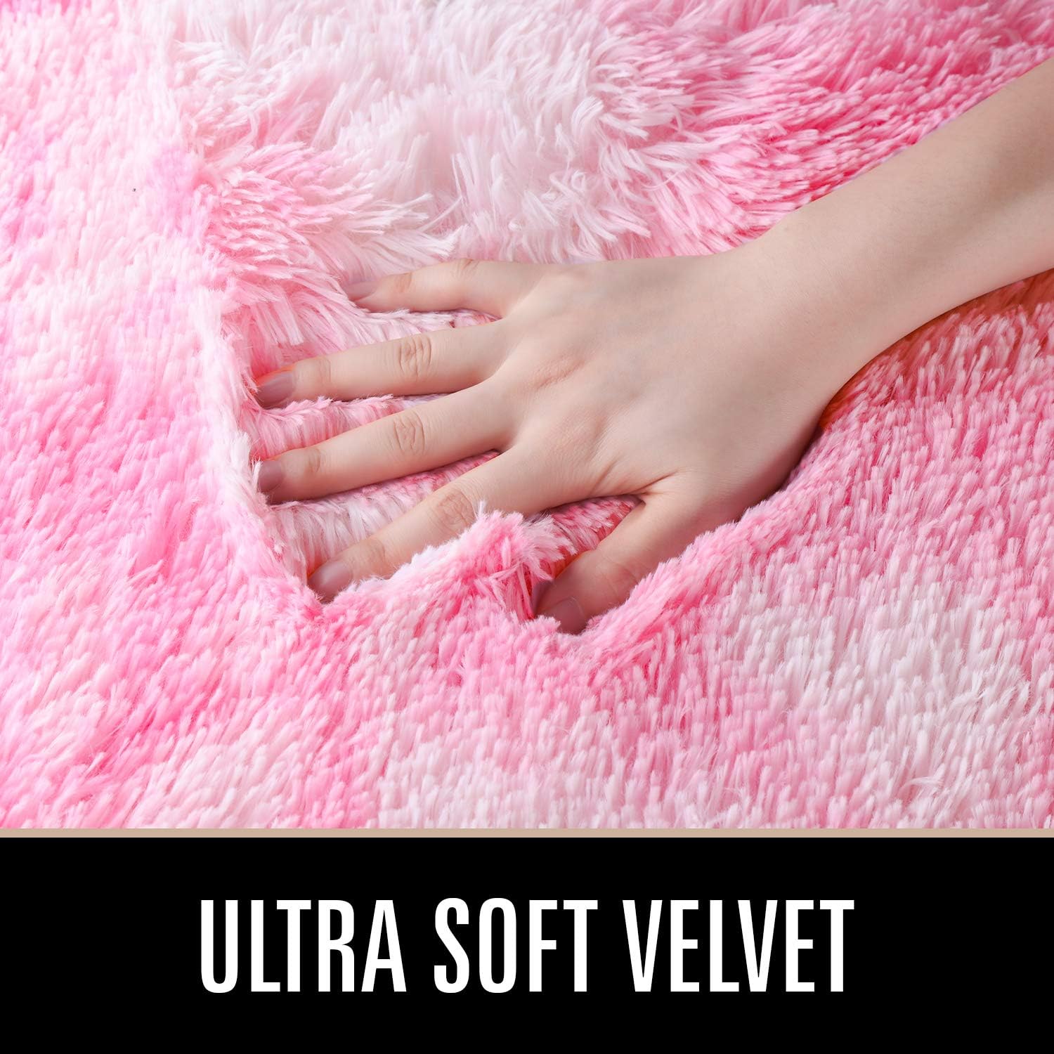 LOCHAS Luxury Fluffy Rainbow Area Rug for Girls Bedroom 3x5, Soft Fuzzy Kids Rugs for Bedroom Boys Playroom, Cute Colorful Tie Dye Princess Carpet for Nursery Living Room Home Decor, Pink