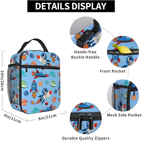 Miniatura 3 de Lonchera espacial para niños y niñas, térmica, térmica, linda bolsa de almuerzo para la escuela