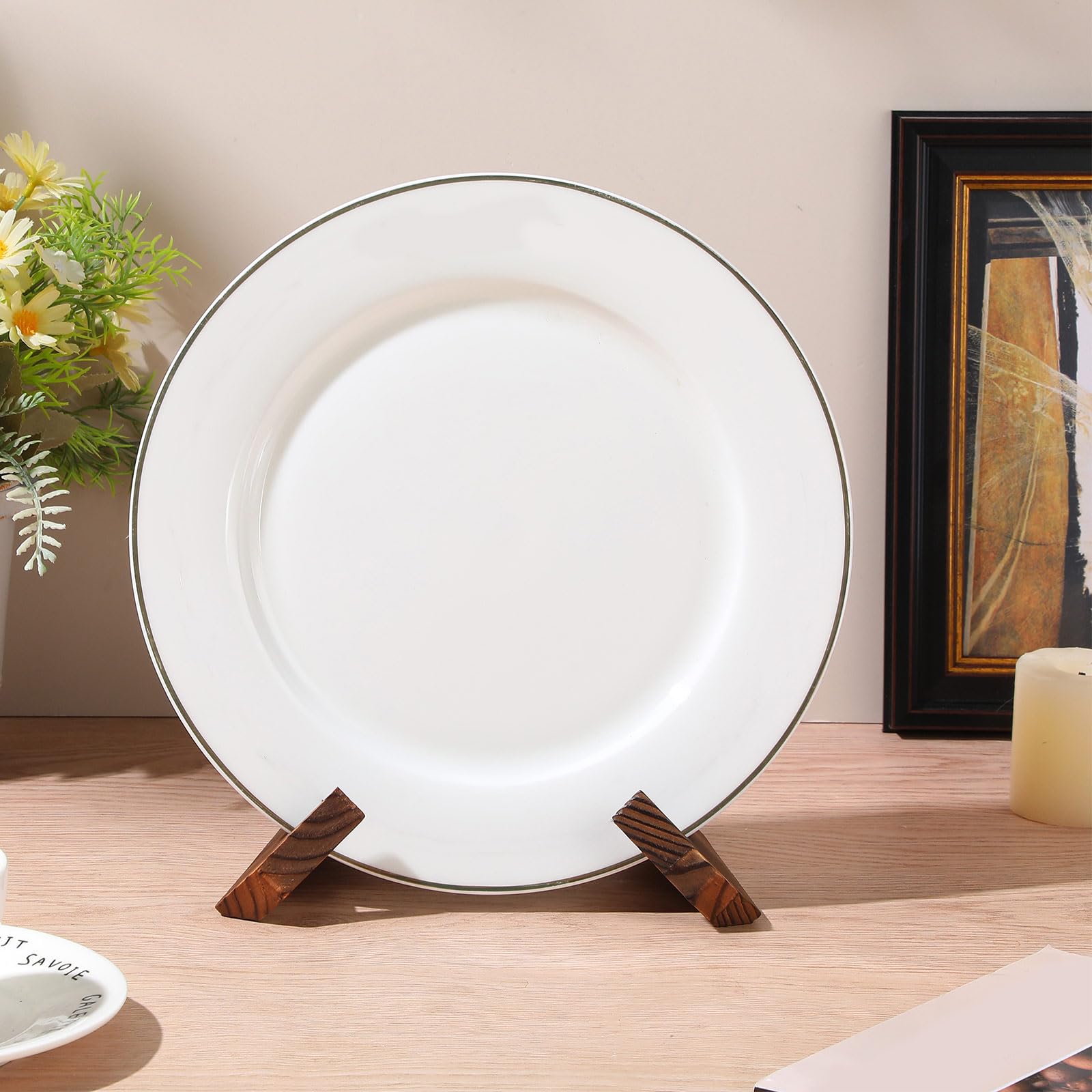 Wenqik 6 supporti per libri di cucina da 16,5 cm, supporto per libri di ricette in legno per esporre libri di cucina rustici, cavalletto decorativo da tavolo per bancone della cucina, marrone