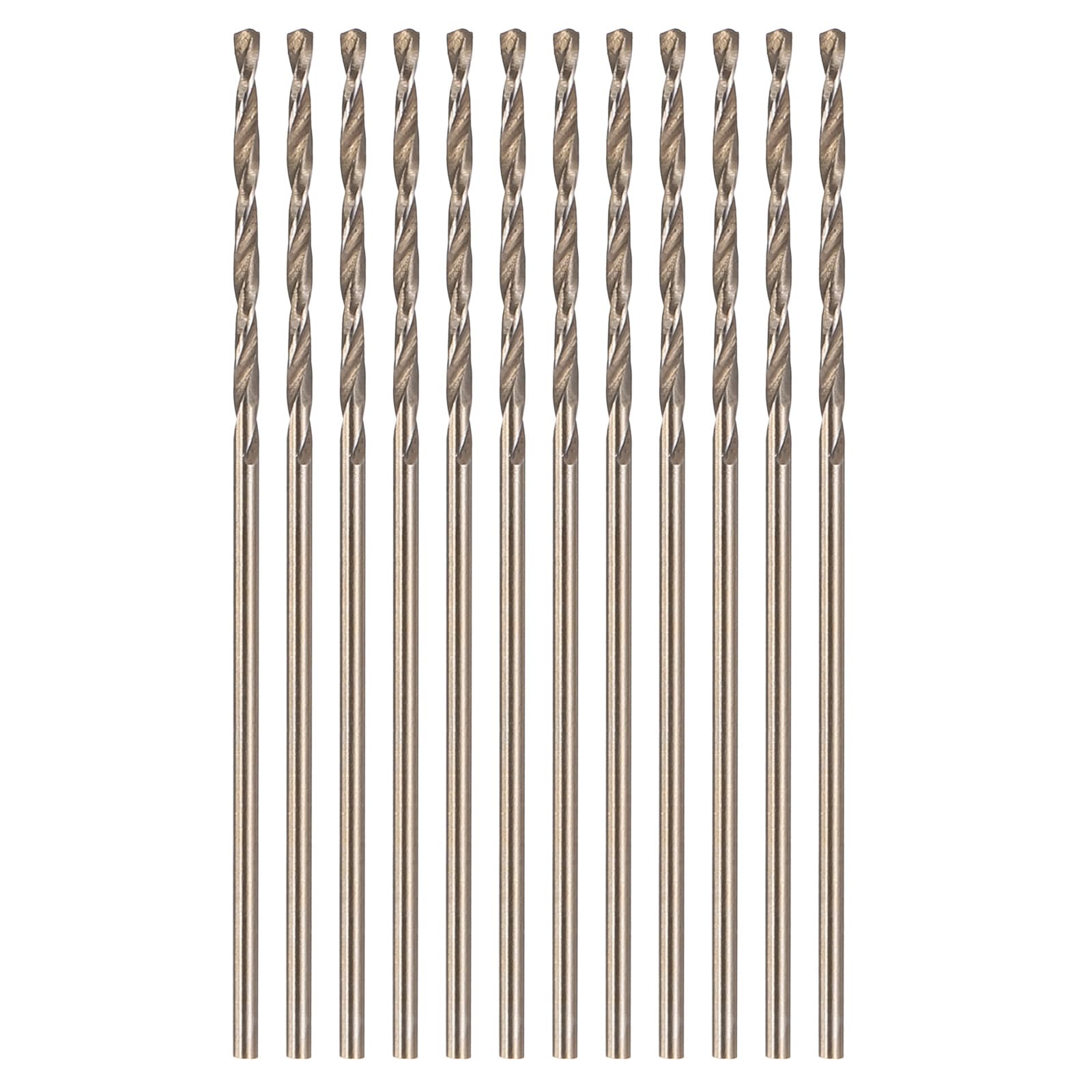 HARFINGTON 12pcs Cobalt Drill Bit, #58 0.042" HSS-CO Aircraft Twist Drill Bit with Straight Round Shank for Drilling Stainless Steel Cast Iron Tough