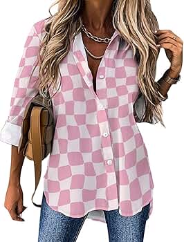 トップス BELVET Cropped checkered shirt Pink M Cropped checkered shirt – BELVET