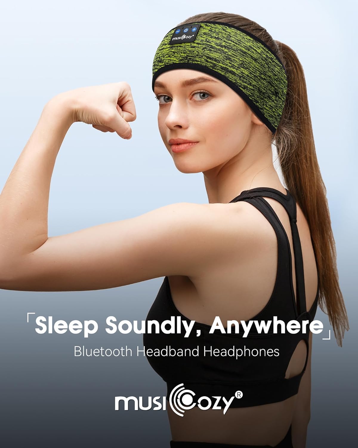 MUSICOZY Sleep Headphones Bluetooth 5.4 Headband, Sports Wireless Earphones Sweat Resistant Earbuds Sleeping Headphone with Ultra-Thin HD Stereo Speaker for Workout Running Cool Gadgets Unique Gifts