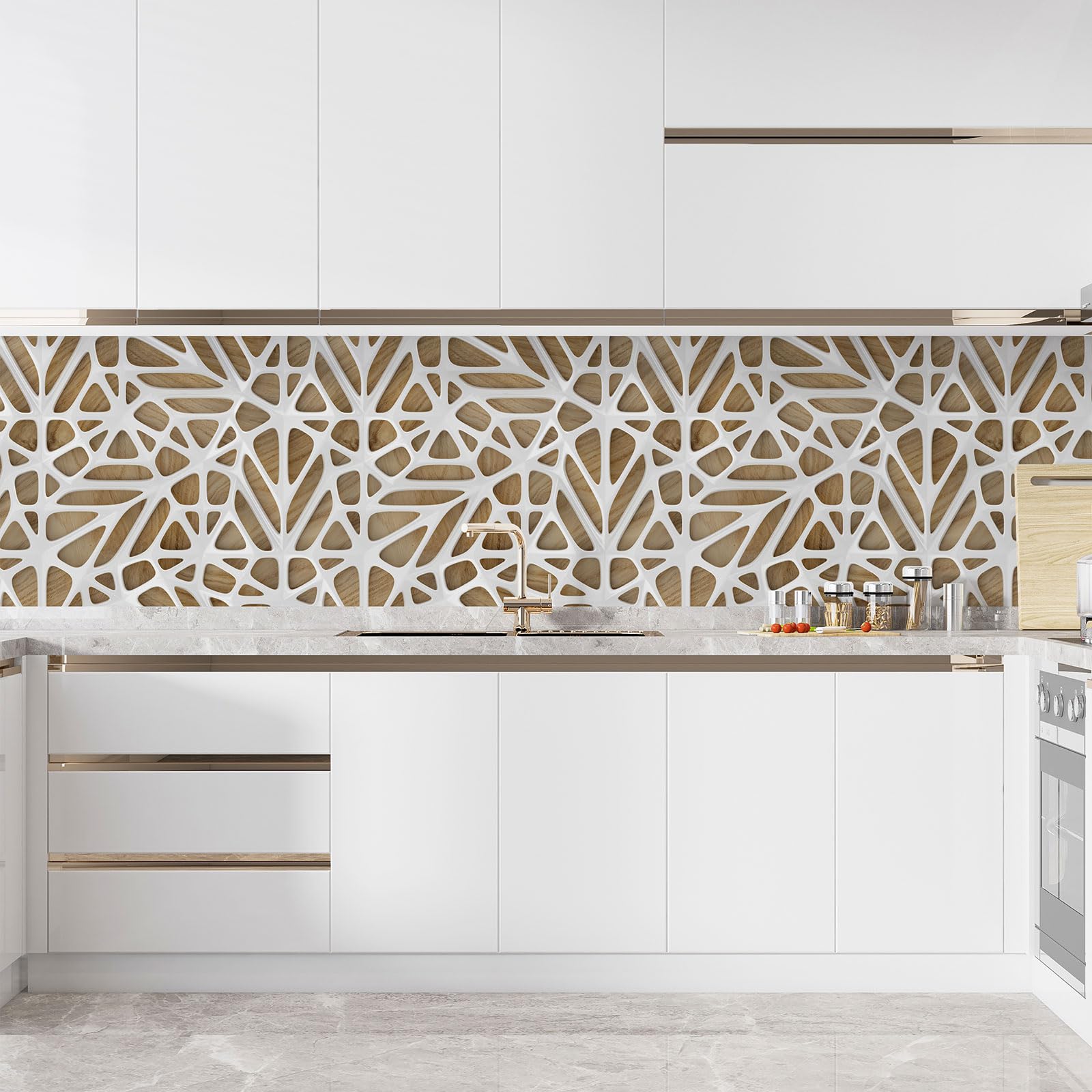 Lumalea Adesivo per cucina, design 3617689948362, adesivo + protezione lucida, 90 x 210 cm